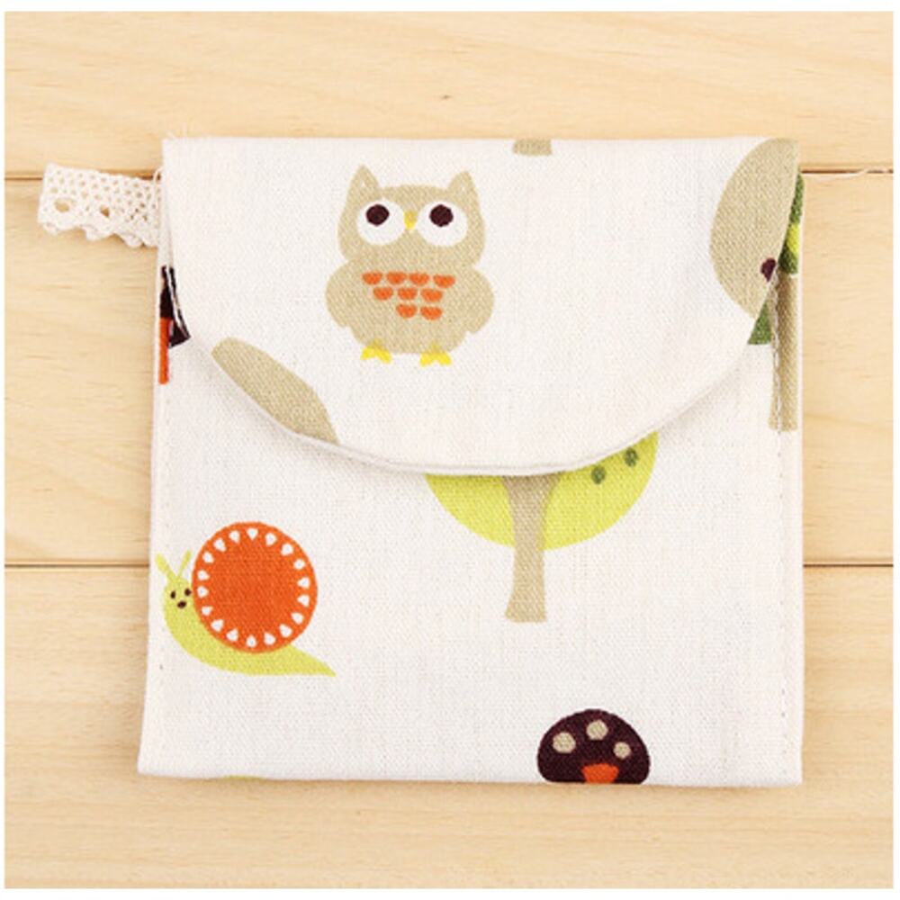 Discreet Linen‎ Privacy Pouch Linen with Owls/Snails/Mushroom/Fox/Trees